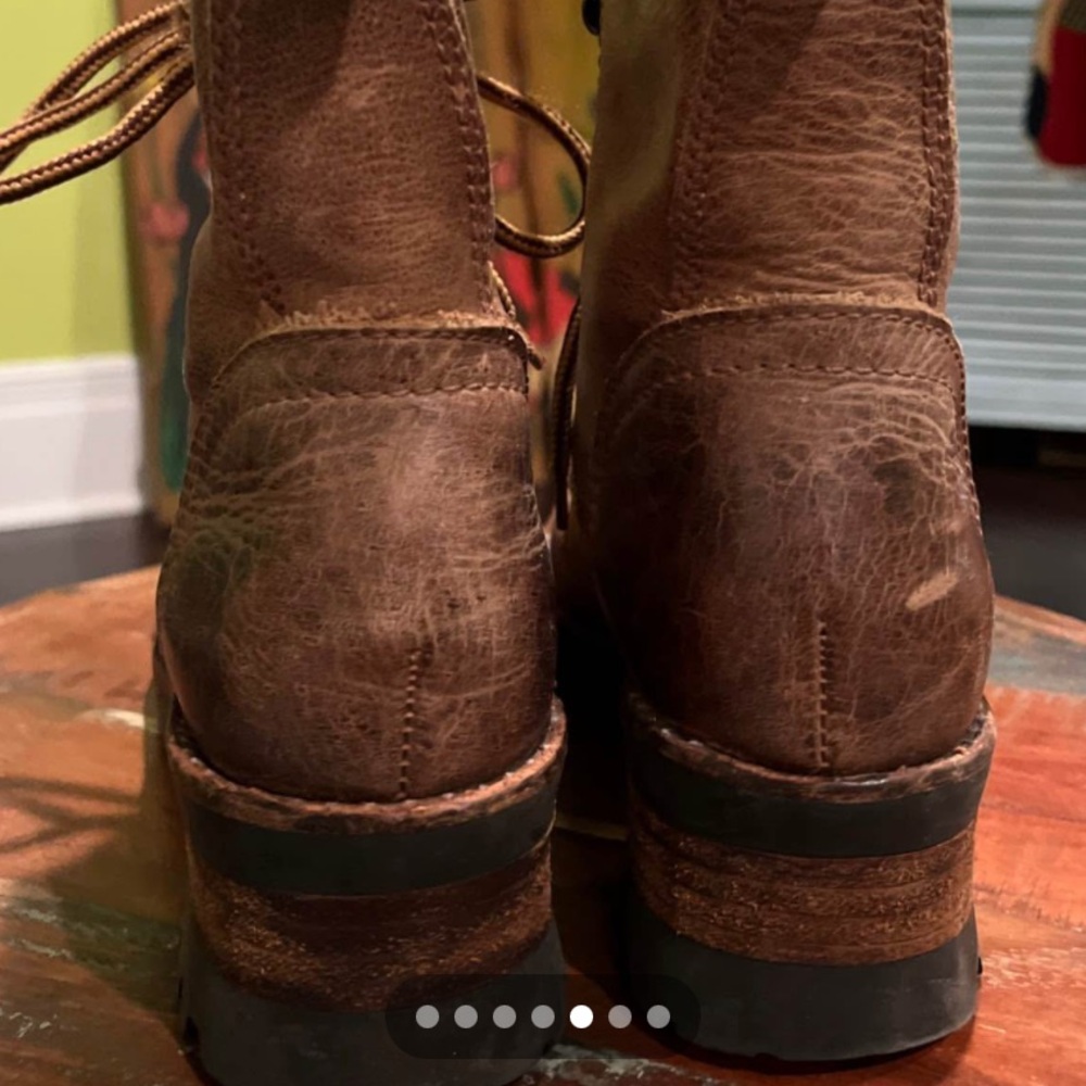 Women’s 6.5 Mainframe Brown Leather Combat Boots Lace-Up Y2K Brazil - Picture 4 of 6